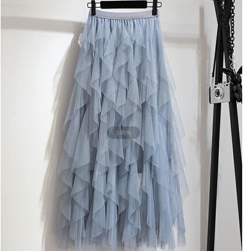 Summer Half Turtleneck Appliques Cartoon Character Letter Print T-shirt And Long Ball Gown Tulle Skirt 2 Piece Sets 210515