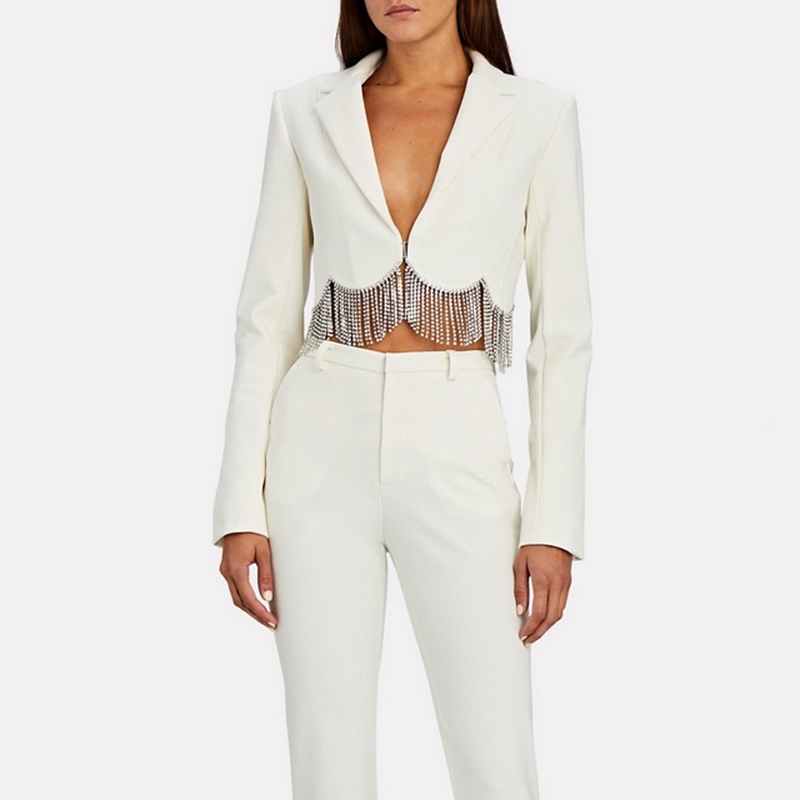 Short Blazer Mini Skirt Two Piece Set Women Tassels High Waist Sexy Suits Spring Streetwear 210708