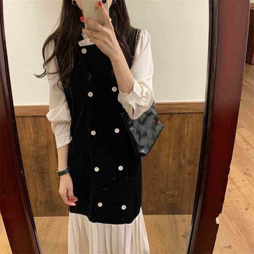 Women French Patchwork Double Breasted Retro Dresses Loose Long Gentle Elegant Chic Female Fashion Clothe 210525, Black
Women French Patchwork Double Breasted Retro Dresses Loose Long Gentle Elegant Chic Female Fashion Clothe 210525, Black