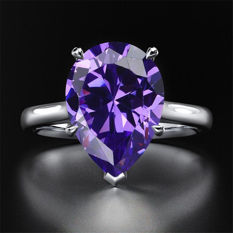 Choucong Ins Top Sell Solitaire Simple Fashion Jewelry Real 925 Sterling Silver 4CT Large Multi Color Water Drop Topaz CZ Diamond Gemstones Women Wedd