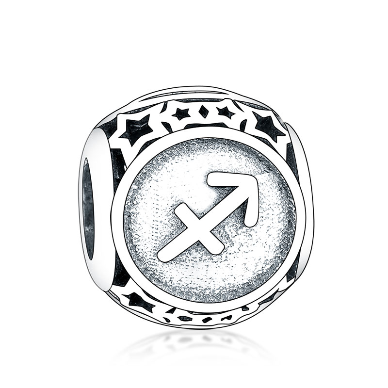 Fit Original Brand Charm Bracelet 925 Sterling Silver Hollow Star Round 12 Constellations Scorpio Aries Beads Making DIY Berloque