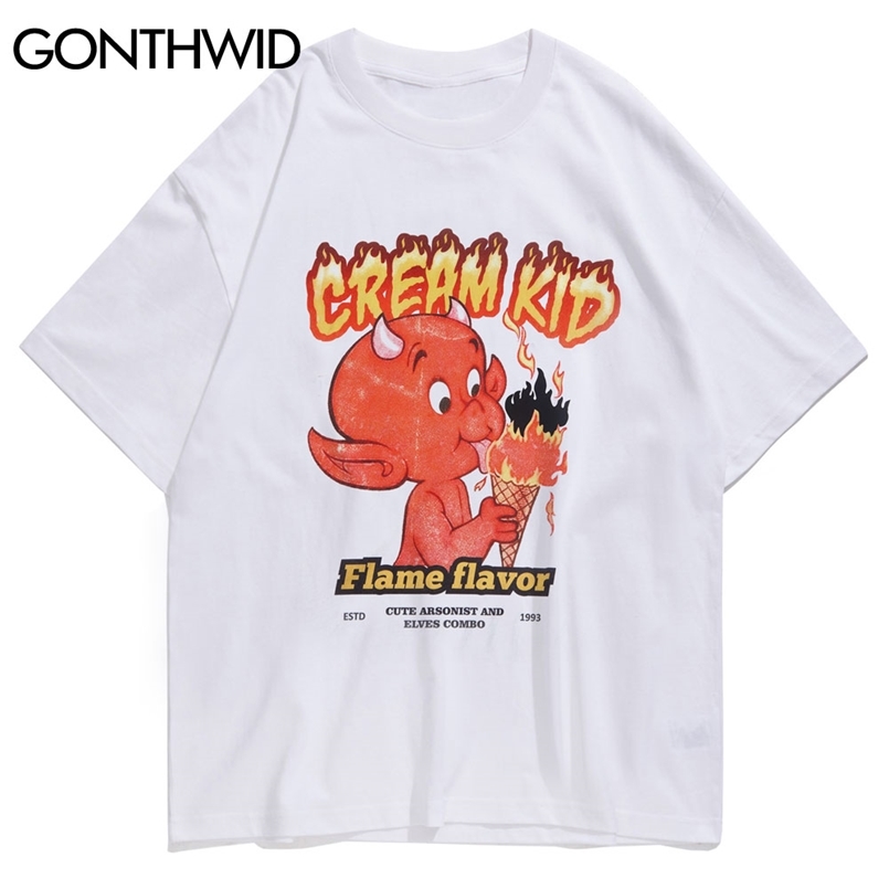 GONTHWID Fire Flame Devil Ice Cream Print Tshirts Streetwear Mens Hip Hop Harajuku Casual Short Sleeve Tees Shirts Tops 210721, White
GONTHWID Fire Flame Devil Ice Cream Print Tshirts Streetwear Mens Hip Hop Harajuku Casual Short Sleeve Tees Shirts Tops 210721, White