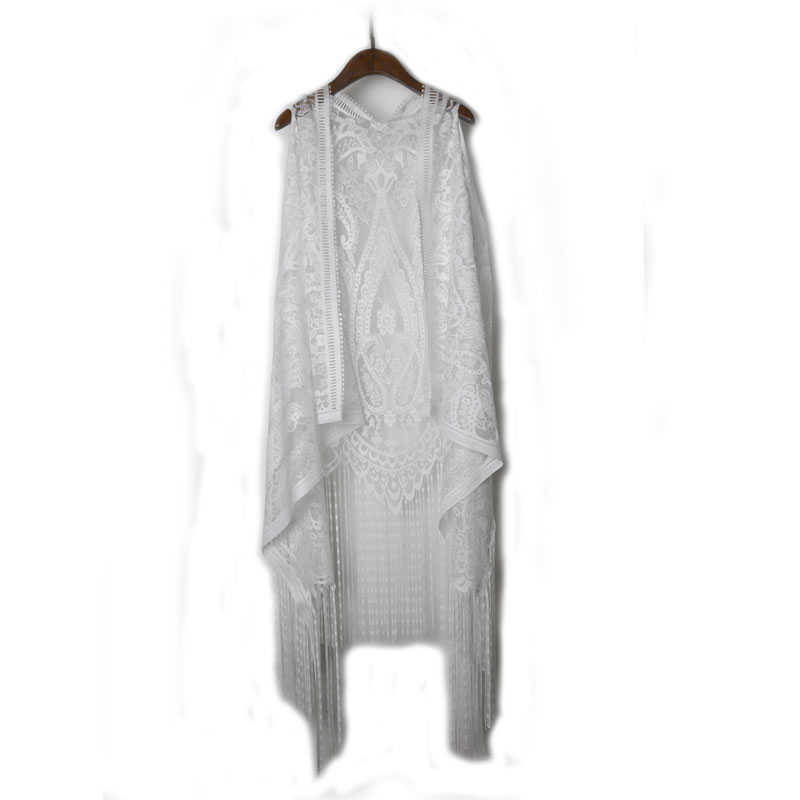 XITAO Sexy Lace Cardigan Women Vest Casual Hollow Out Perspective Plus Size Irregular Long Beach Elegant Korean Tops XWW2841 210819