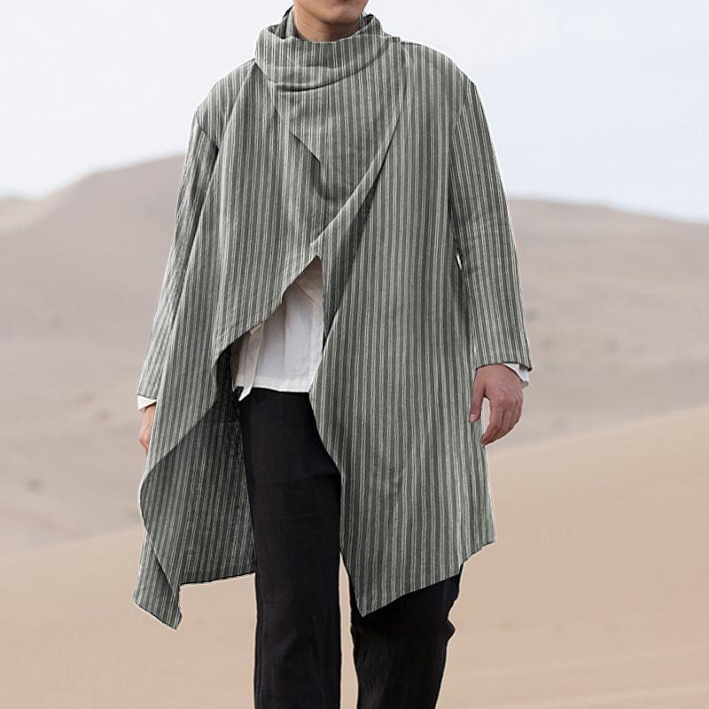 Men' Trench Coats INCERUN Long Sleeve Turtleneck Ponchos Fashion Men Striped Cotton Retro Button Outerwear Irregular Streetwear -3XL, Black
Men' Trench Coats INCERUN Long Sleeve Turtleneck Ponchos Fashion Men Striped Cotton Retro Button Outerwear Irregular Streetwear -3XL, Black