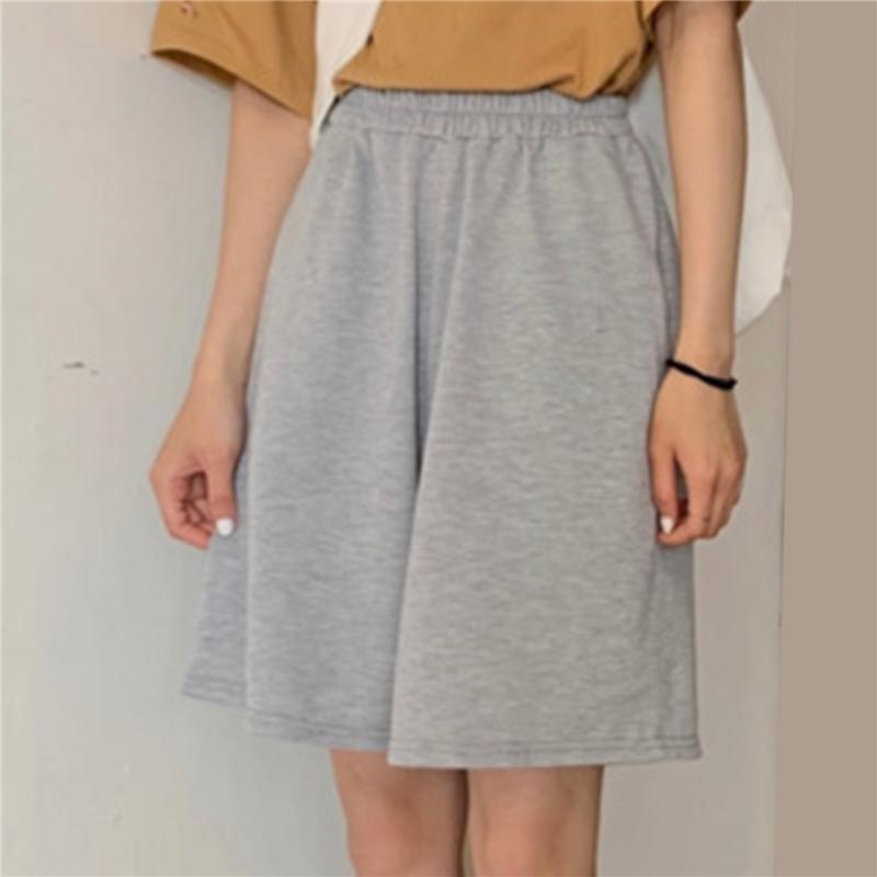 Summer Women Loose Shorts Solid Color Wide-leg Knee-length Harajuku Casual Simple Trend All-match Lady Chic Clothing Women's