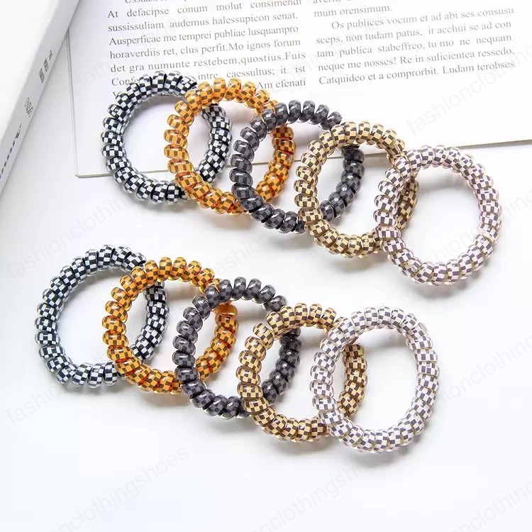 10Pcs/lot Telephone Wire Hairbands Milk Tea Color Leopard Print Hair Tie Rubber Band Accessories Ponytail Holder Headdress Scrunchies