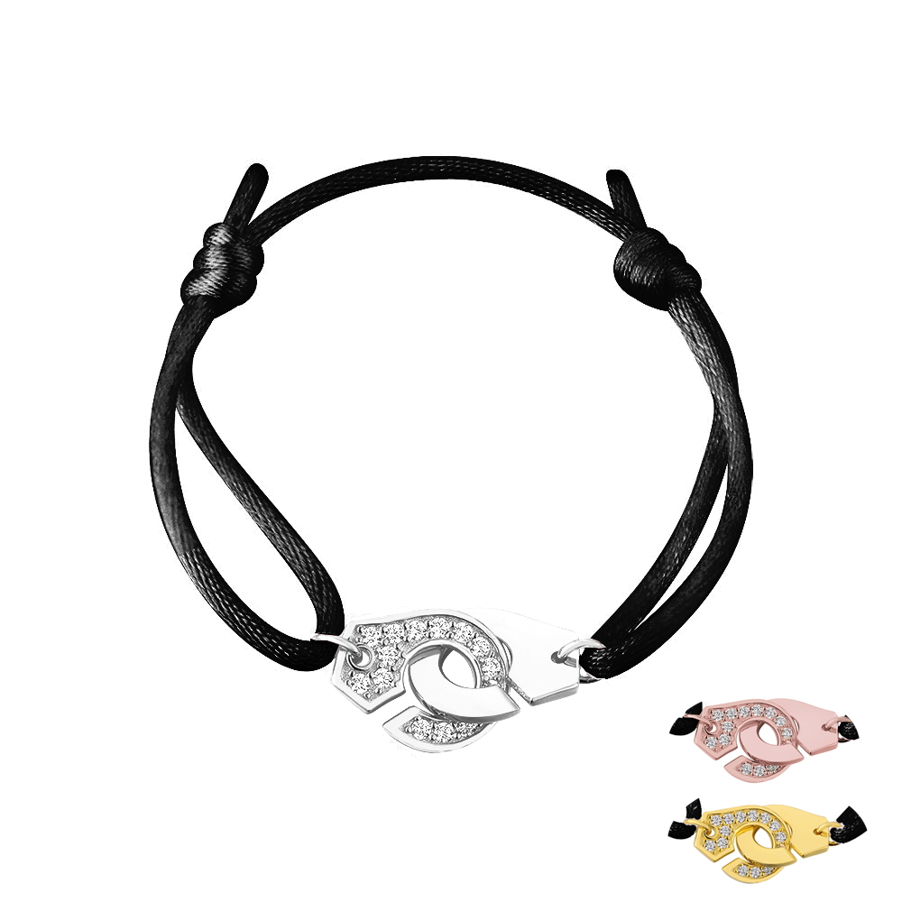 Gold Color Handcuff With Zircon 925 Sterling Silver Wedding Bracelet France Style Jewelry For Women Men Menottes Adjustable Rope