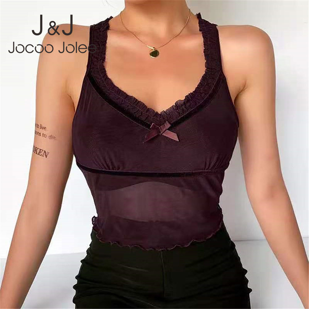 Jocoo Jolee Summer y2k Sleeveless Pleated Patchwork Camis Women Sexy Mesh Tanks Gothic Crop Tops Elegant Transparant Tank Tops 210518, As photo
Jocoo Jolee Summer y2k Sleeveless Pleated Patchwork Camis Women Sexy Mesh Tanks Gothic Crop Tops Elegant Transparant Tank Tops 210518, As photo