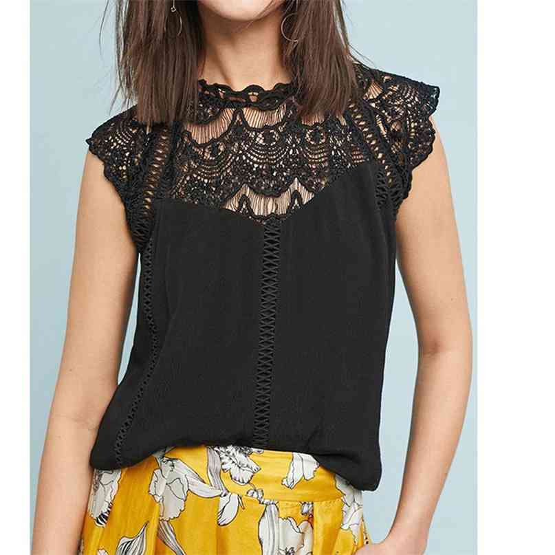 Summer Womens Tops And Blouses Lace Patchwork Sleeveless Solid Shirt Women Blouse Blusas Roupa Feminina 210607, Black
Summer Womens Tops And Blouses Lace Patchwork Sleeveless Solid Shirt Women Blouse Blusas Roupa Feminina 210607, Black