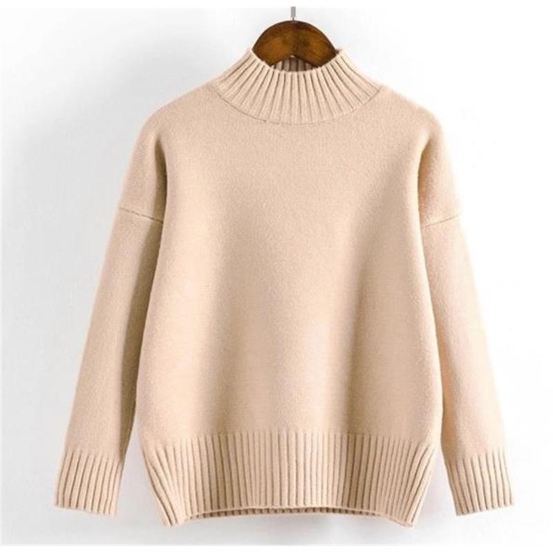 Women's Cashmere Turtleneck Sweater Winter Pullover Jumper Casual Knitted Long Sleeve White