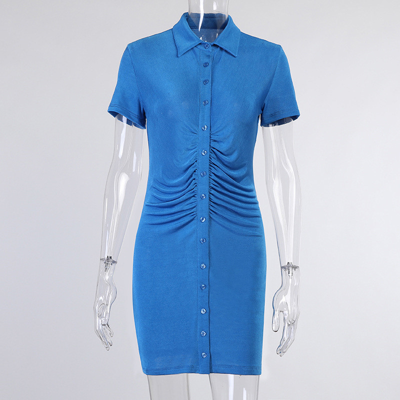 CNYISHE Turn-Down Collar Button Up Women Shirt Dresses Club Party Short Sleeve Dress Spring Streetwear Sexy Clothes Vestido 210419