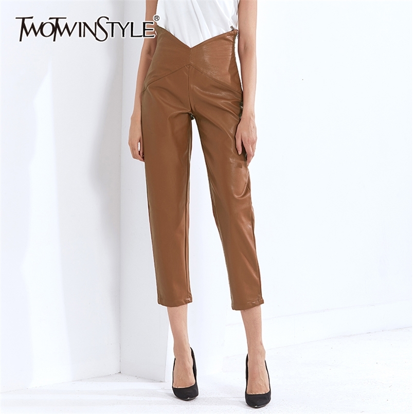 Irregular Women's PU Pants High Waist Loose Minimalist For Female Straight Leg Fashion Autumn 210521, Black
Irregular Women's PU Pants High Waist Loose Minimalist For Female Straight Leg Fashion Autumn 210521, Black