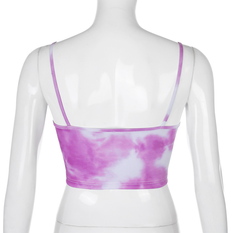 Sexy Butterfly Crop Top Woman Backless Spaghetti Strap Tank Tops Summer Clubwear Party Tie Dye Cami Top Harajuku Debardeur Femme 210407