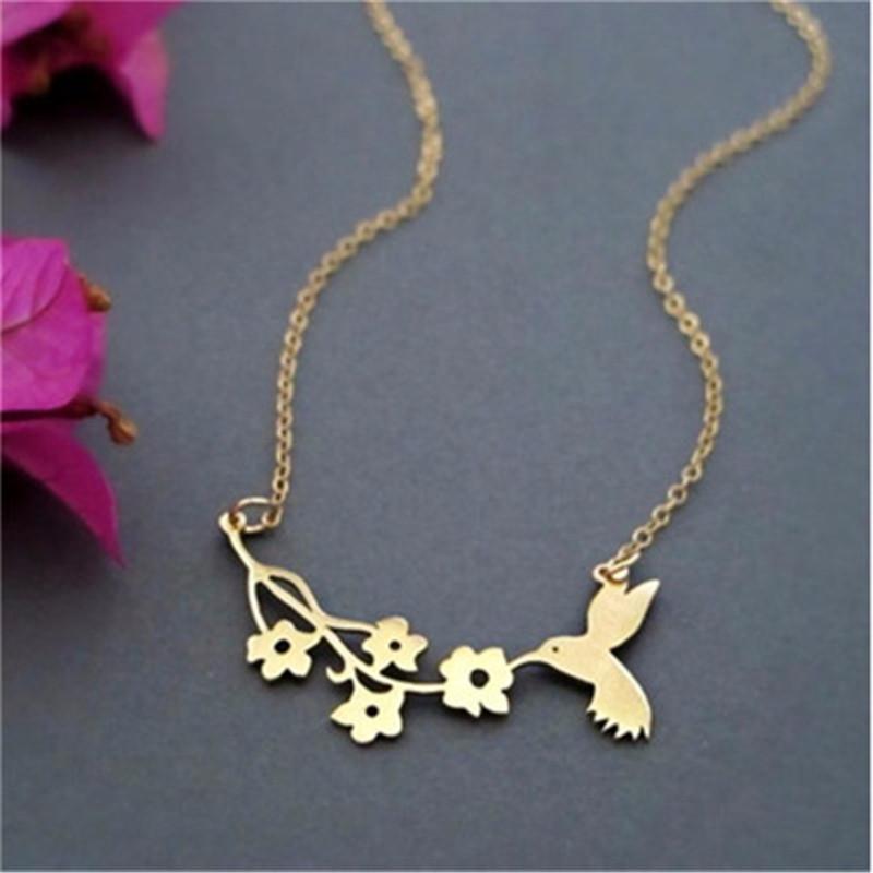 Pendant Necklaces Fashion Flying Bird Flower Necklace Beautiful Swallow Olive Branch For Women Animal Vintage Handmade Jewelry