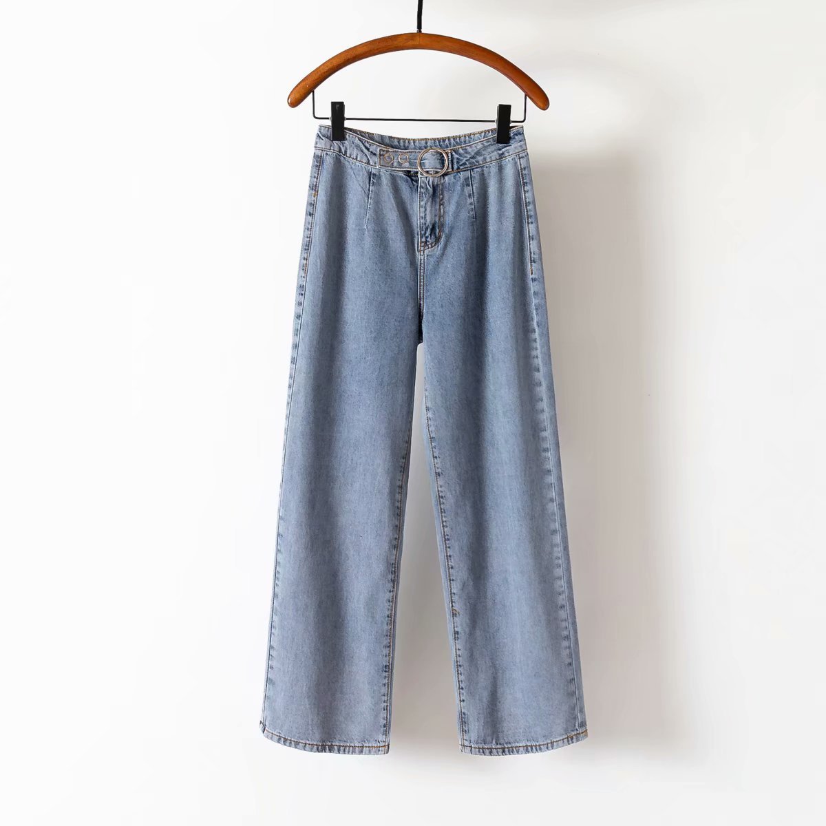 jeans m3153 - korean women's clothing spring and autumn 2021 high waist ring button denim wide leg pants for women, Blue
jeans m3153 - korean women's clothing spring and autumn 2021 high waist ring button denim wide leg pants for women, Blue