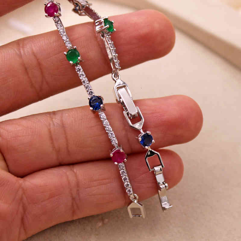 Jewelry Accessories Fashion Bracelets for Women Wedding Anniversary Birthday Gift Gold Color Red Green Zircon