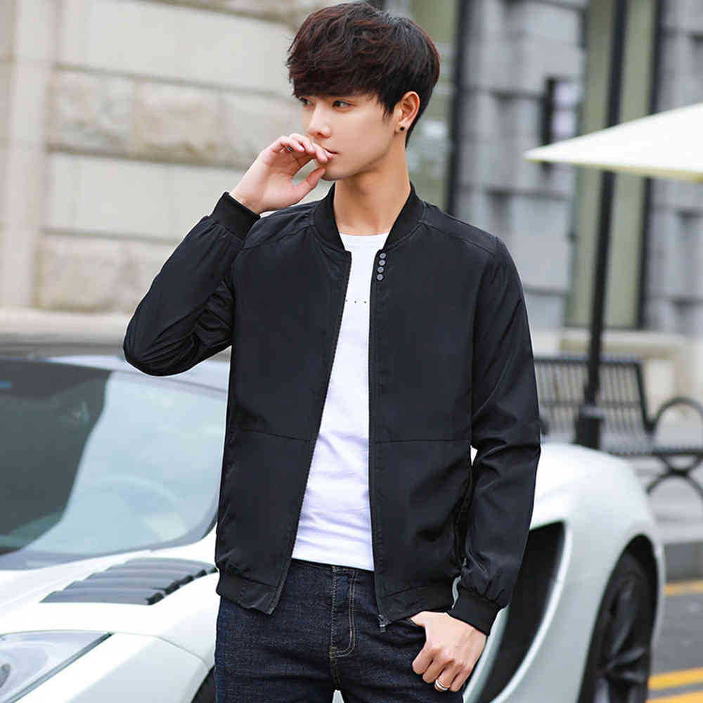 jacket Thin Slim Men's Casual Long Sleeve Men's Casual Jacket Polyester Autumn Fashion zipper jacket JK19074 210518