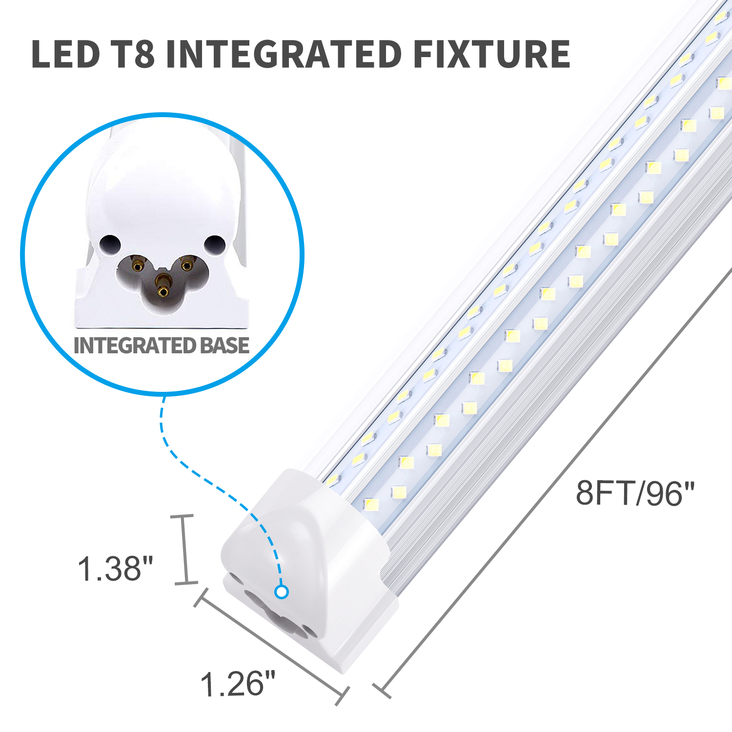 V-Shaped Integrate T8 Linkable LED Shop Light Fixture 2 4 5 6 8 Feet Fluorescent Lamp 120W 8ft 4rows Light Tubes Warehouse Garage Light
