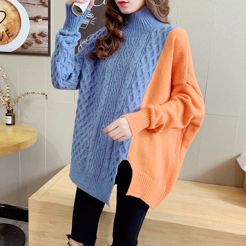 Women's Sweaters Turtleneck Patchwork Knitted Sweater Women Pullover Autumn Winter Korean Fashion Pull Femme Tops Loose Jumpers G4, Black
Women's Sweaters Turtleneck Patchwork Knitted Sweater Women Pullover Autumn Winter Korean Fashion Pull Femme Tops Loose Jumpers G4, Black