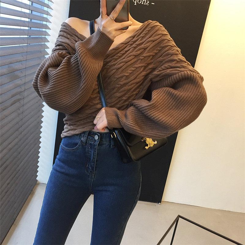 High Waist All Match Knitted Full Sleeves Short Sweaters V-Neck Cross Jumpers Chic Office Lady Jacquard 2021 Women's, Khaki
High Waist All Match Knitted Full Sleeves Short Sweaters V-Neck Cross Jumpers Chic Office Lady Jacquard 2021 Women's, Khaki