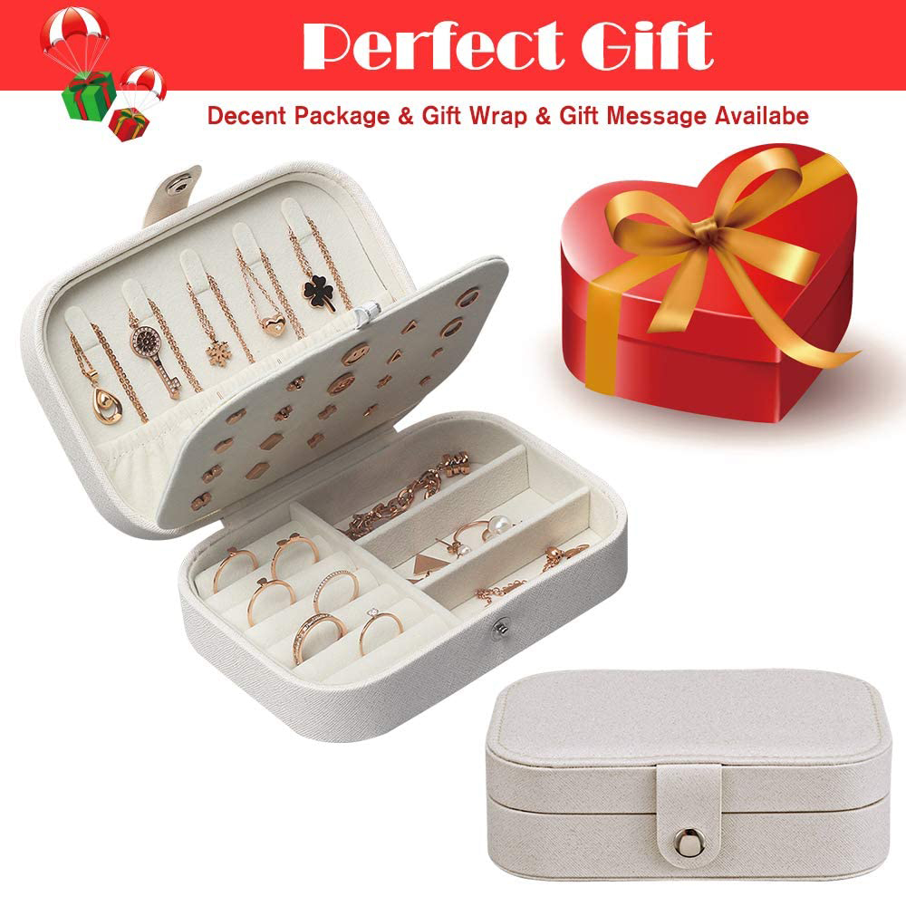 Jewelry Box Organizer Small Travel Portable PU Leather Display Storage Case for Rings Earrings Necklace Bracelets Girls Women