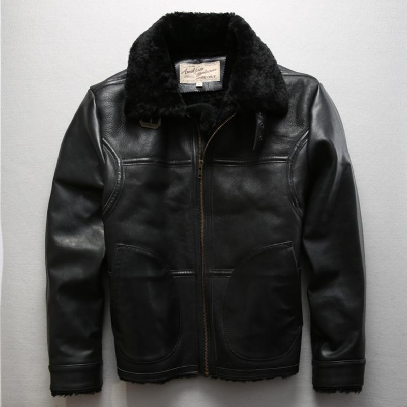 Men's Leather & Faux Avirex Real Fur Militaly Flight Jacket Sheep Shearing Winter Coat Men Pilot Suit Male Black -XXL
Men's Leather & Faux Avirex Real Fur Militaly Flight Jacket Sheep Shearing Winter Coat Men Pilot Suit Male Black -XXL