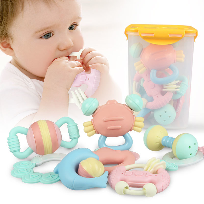 Meibeile Infant Toddler Soft Teether Musical Toy Set Hand Ring Bell Juguete Baby Rattles For Kids Early Intelligence Development C0331
Meibeile Infant Toddler Soft Teether Musical Toy Set Hand Ring Bell Juguete Baby Rattles For Kids Early Intelligence Development C0331