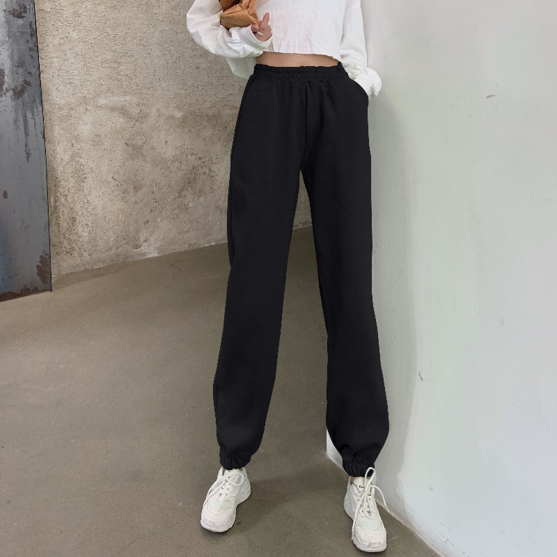 Nomikuma Autumn Winter Fleece Thick Harem Sweatpants Causal Stretch High Waist Long Trousers Korean Solid Women Pants 6D485 210427
