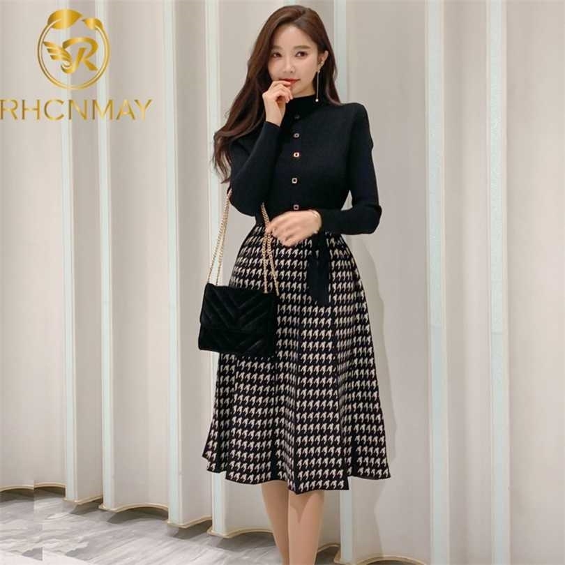 Winter Women' Korean Style Knit Dress Fashion Turtlenck sweater Spliced Plaid High Waist A-line Vestidos Knee Length 211110, Black
Winter Women' Korean Style Knit Dress Fashion Turtlenck sweater Spliced Plaid High Waist A-line Vestidos Knee Length 211110, Black