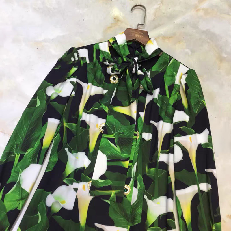 vintageslim bodycon green flower printed crystal buttons double breasted mini ruffles bow collar dress party women robe 210421