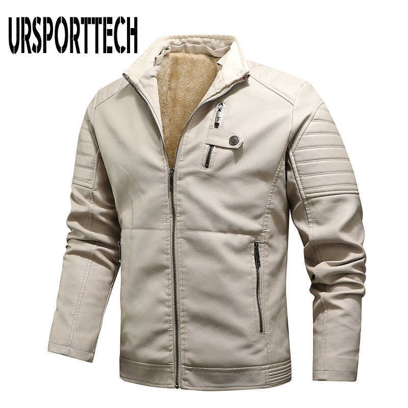 Winter Motorcycle Jacket Men Warm Thick Fleece Leather Jacket Man Biker Punk Vintage PU Leather Jacket Windbreaker Coat 210528