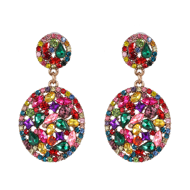 Elegant Multi-color Rhinestone Round Drop Earrings Crystal Pendant Dangle Earrings For Women Party Jewelry
Elegant Multi-color Rhinestone Round Drop Earrings Crystal Pendant Dangle Earrings For Women Party Jewelry