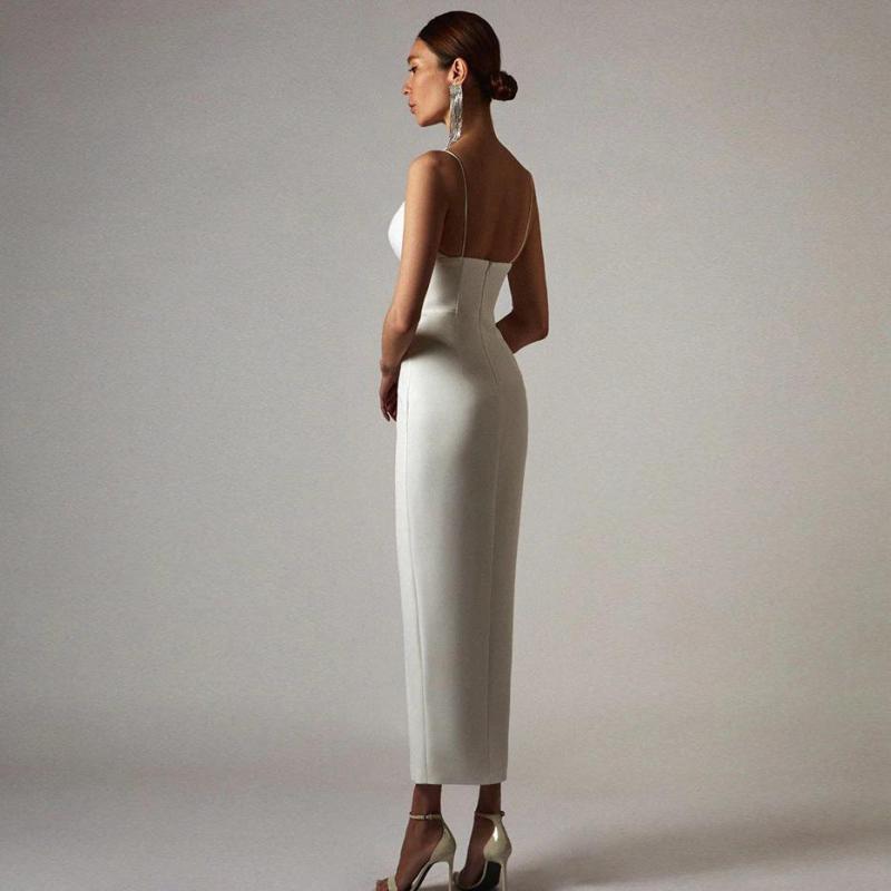 Women Dress Split Sleeveless V-neck Prom Dresses Plus Size Long Black White Sexy Party Fashion 210524