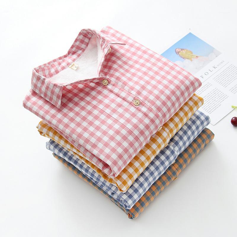 Women' Blouses & Shirts Warm Plaid Long Sleeve Blouse, Velvet Embroidery Shirt, Winter 2021, Brown
Women' Blouses & Shirts Warm Plaid Long Sleeve Blouse, Velvet Embroidery Shirt, Winter 2021, Brown