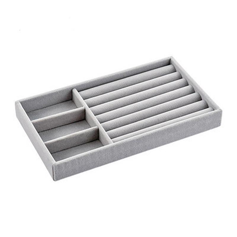 Fashion Gray Velvet Jewelry Ring Display Organizer Box Tray Holder Earring Storage Case Showcase Boxes & Bins1