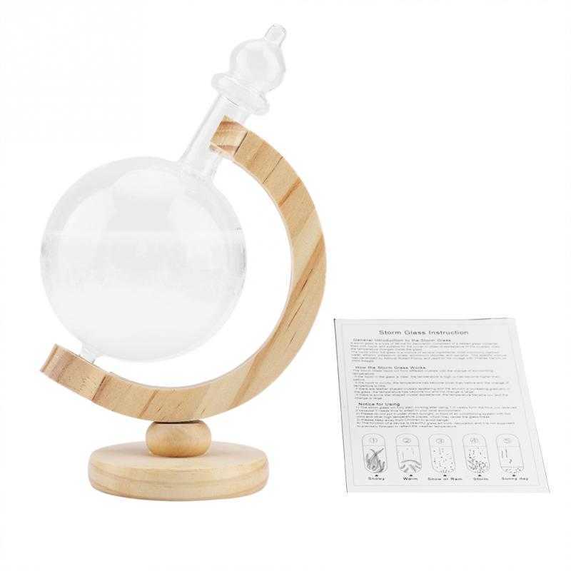 Desktop Weather Station Weather Predictor Transparent Ball Storm Glass Creative Globe-Shaped Storm Glass Bottle Home Decor 210811