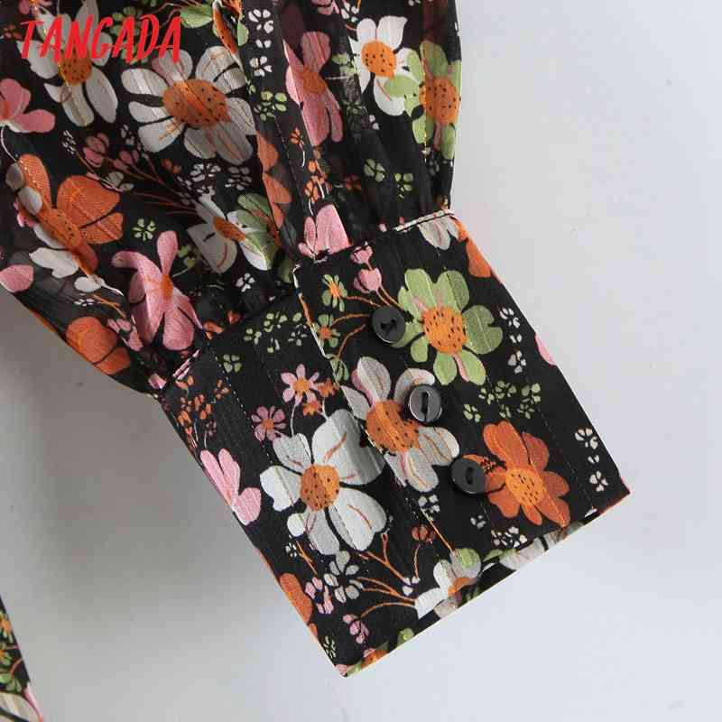 Women Vintage Striped Print Long Sleeve Spring Chic Female Casual Loose Shirt 210416