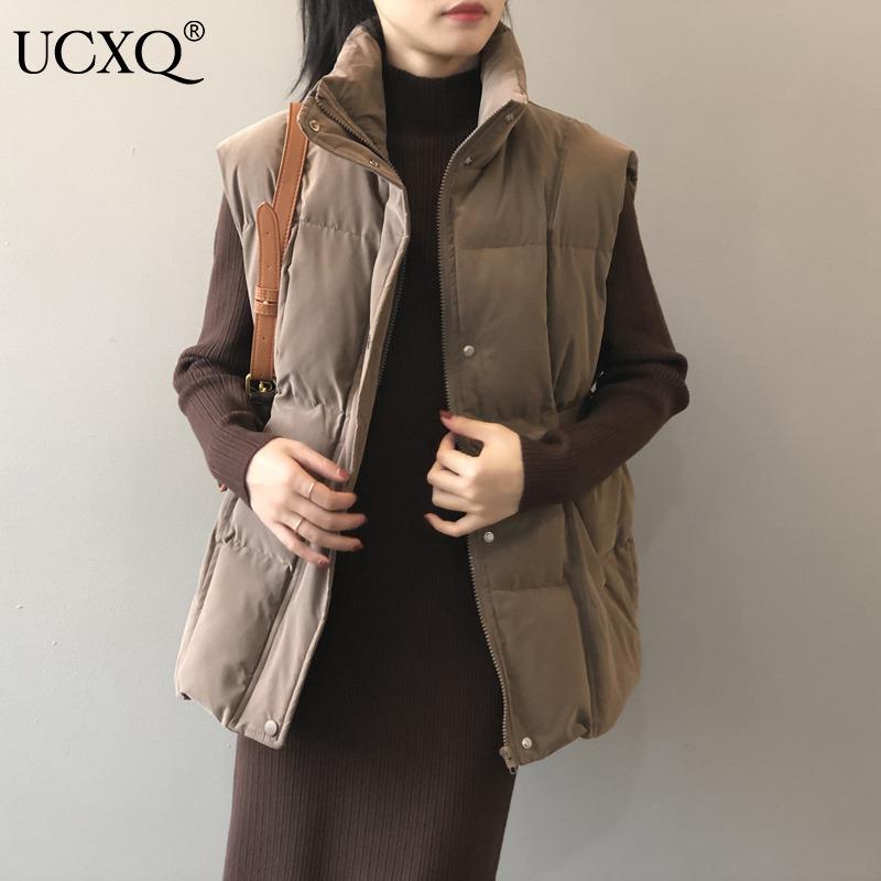 Women's Vests UCXQ Stand Collar Sleeveless Solid Pockets Loose Wild Bread Suit Cotton Vest Women 2021 Winter Korean Fashion 23XY563, Black;white
Women's Vests UCXQ Stand Collar Sleeveless Solid Pockets Loose Wild Bread Suit Cotton Vest Women 2021 Winter Korean Fashion 23XY563, Black;white