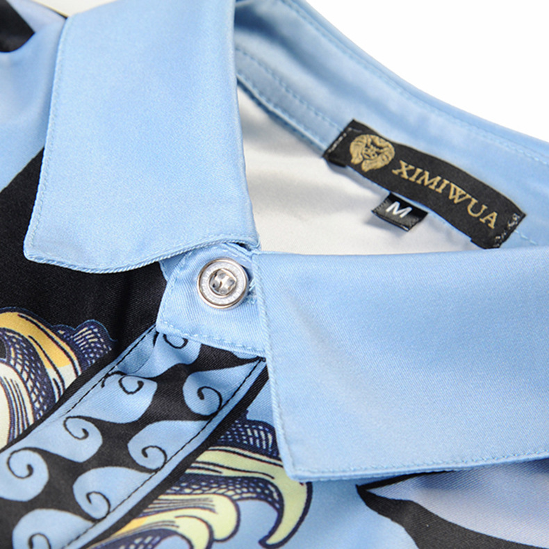 TANG Mans Clothing Chemise Homme Casual Shirt New Arrival Men Shirts Fashion 3d Gold Floral Print Long Sleeve Covered Button 210410