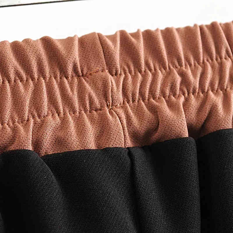 Wome Patchwork Two Piece Set Outfit Spring-Autumn Khaki Hooded Bomber Jacket Ladies Joggers Girls Loose Hoodies 210421