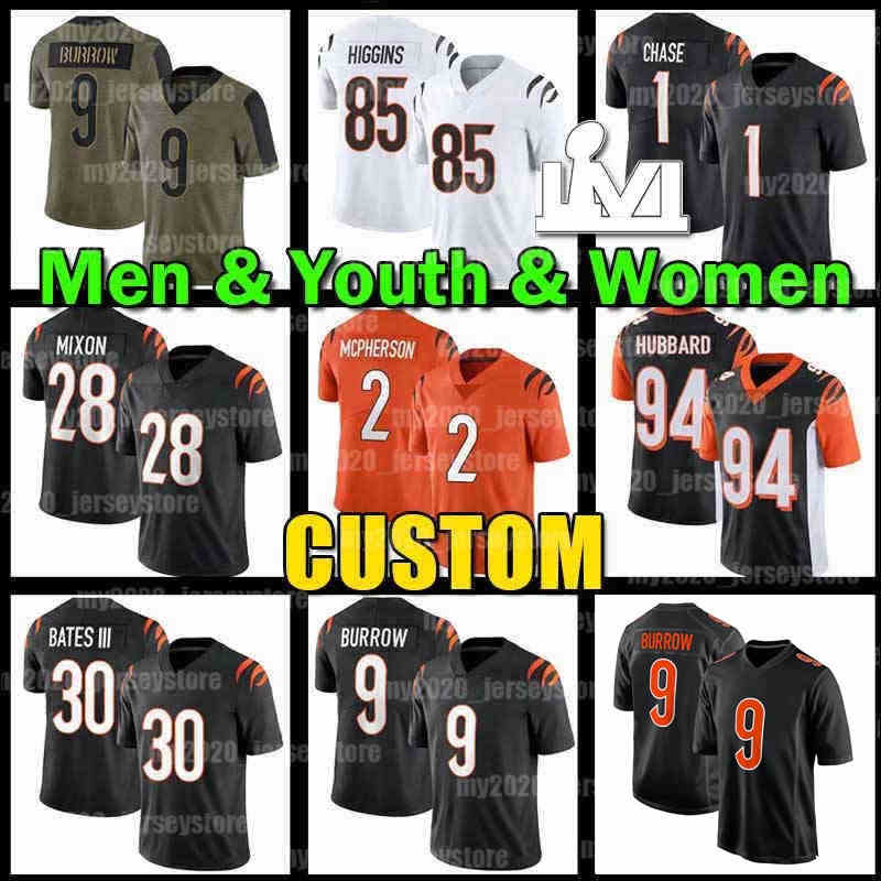 9 Joe Burrow Jersey Mixon Evan McPherson Shiesty 1 JaMarr Chase Football Tee Higgins CJ Uzomah 94 Sam Hubbard Tyler Boyd 30 Jessie Bates III Logan Wilson Boomer Esiason, Custom new youth+lvi patch
9 Joe Burrow Jersey Mixon Evan McPherson Shiesty 1 JaMarr Chase Football Tee Higgins CJ Uzomah 94 Sam Hubbard Tyler Boyd 30 Jessie Bates III Logan Wilson Boomer Esiason, Custom new youth+lvi patch