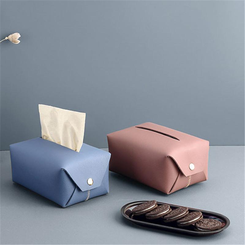 Tissue Boxes & Napkins Leather Box Case Removable Paper Towel Holder Rack Organizer For Living Room Bathroom Kitchen Home Accessories