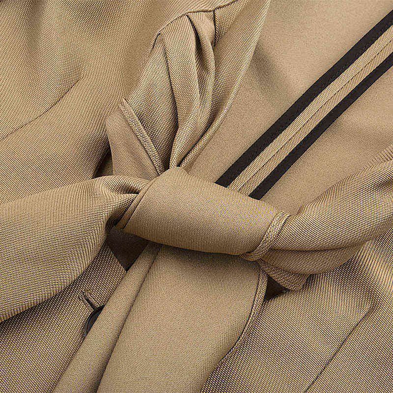 TWOTWINSTYLE Elegant Patchwork Bowknot Blazer For Women Square Collar Long Sleeve Ruched Split Blazers Female Fashion 211122