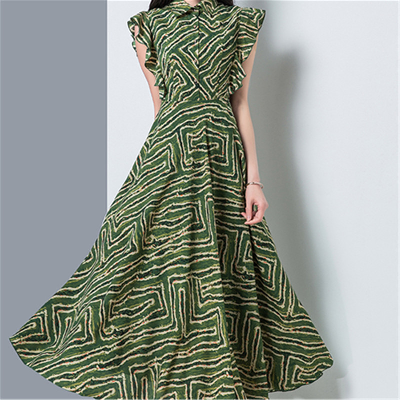 Mujer Sleeveless Plus Size Casual Turndown Collar Dress High Waist Chiffon Fashion All Match Office Summer Women Female New 210331Z