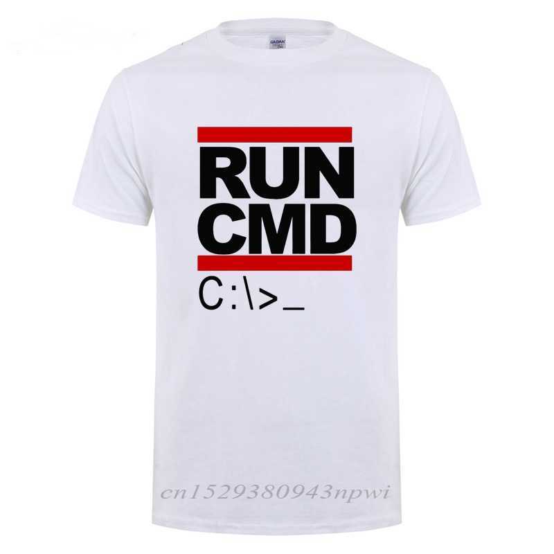 Run Cmd Computer Programmer T Shirts Funny Birthday Gift For Man Boyfriend Husband Summer Short Sleeve Cotton T-Shirt Geek Nerd 210629