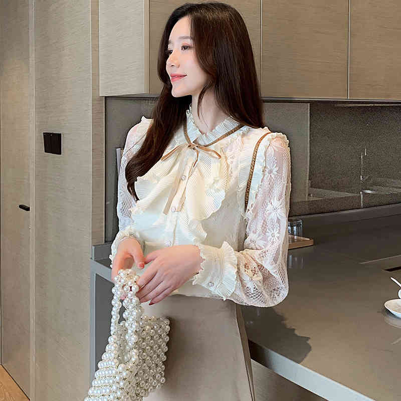 blusas mujer de moda womens tops and blouses korean fashion clothing chiffon shirts dames lange mouwen 7090 50 210427