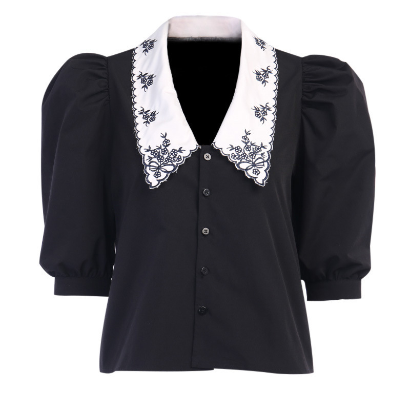 Paris Girl Vintage Embroidered Doll Collar Office Lady Bubble Short Sleeve Chic Chemise Tops Female Summer Fashion Casual Blouse 210524, White
Paris Girl Vintage Embroidered Doll Collar Office Lady Bubble Short Sleeve Chic Chemise Tops Female Summer Fashion Casual Blouse 210524, White