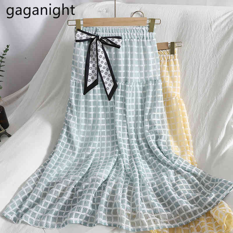 Gaganight Vintage Plaid A-line Pleated Long Skirts Women Elastic High Waist Midi Skirt Bow Tie Summer Ladies Beach Skirts 210519, Yellow
Gaganight Vintage Plaid A-line Pleated Long Skirts Women Elastic High Waist Midi Skirt Bow Tie Summer Ladies Beach Skirts 210519, Yellow