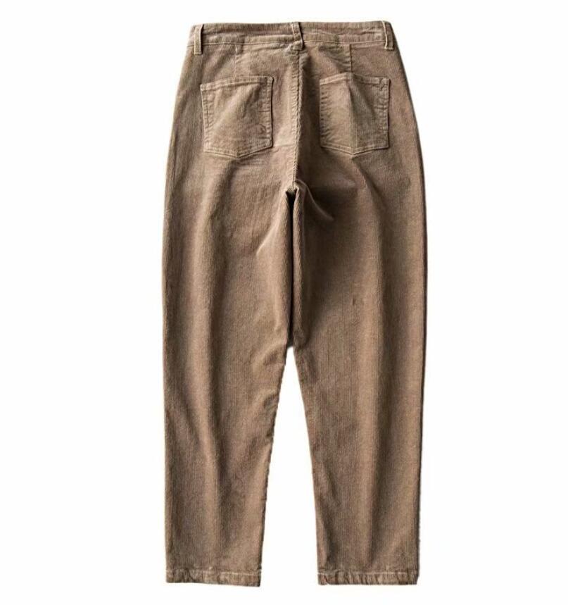 Spring Vintage Corduroy Pants Autumn Woman Mid Waist Ankle Length Loose Harem Trousers Femme Casual Long 210429