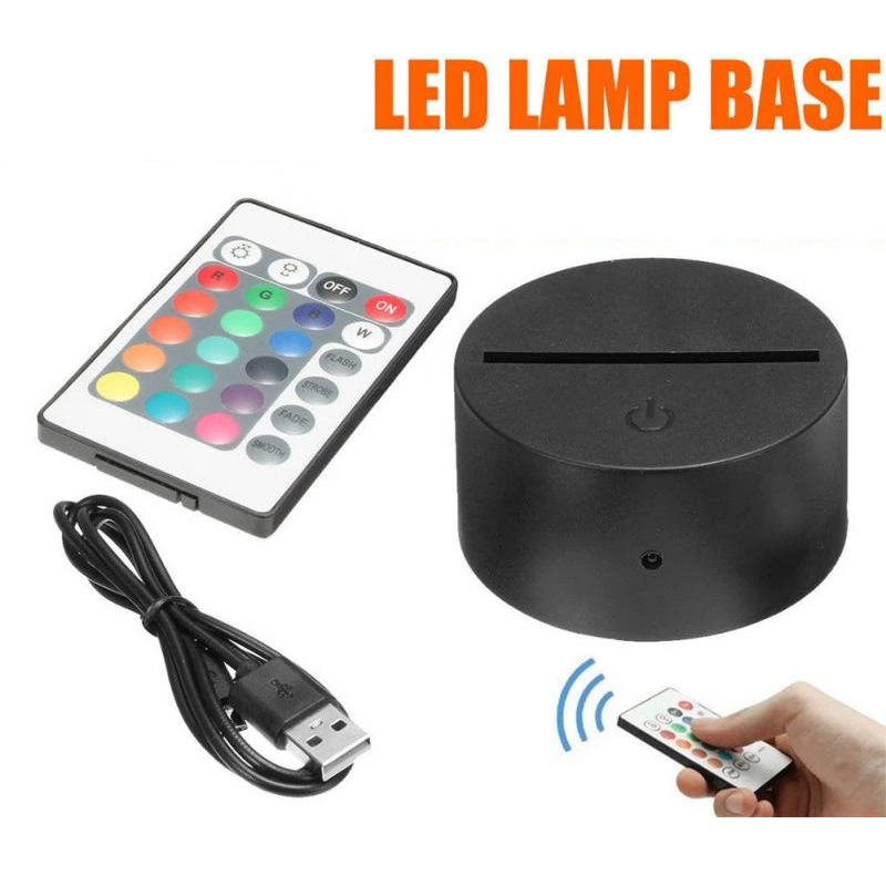 RGB 3D night light 4mm Acrylic Illusion base lamp Battery or DC 5V USB powered decoration lamps with touch switch